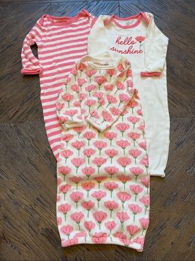 Pink Floral & Stripe Baby Sleep Gown Set - Hello Sunshine Style